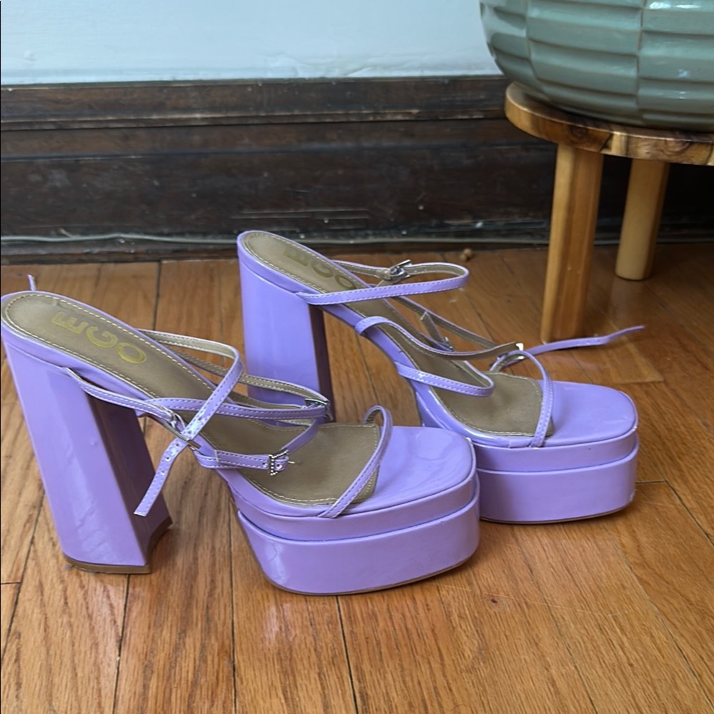 EGO Purple Platform Sandals with Chunky Heel